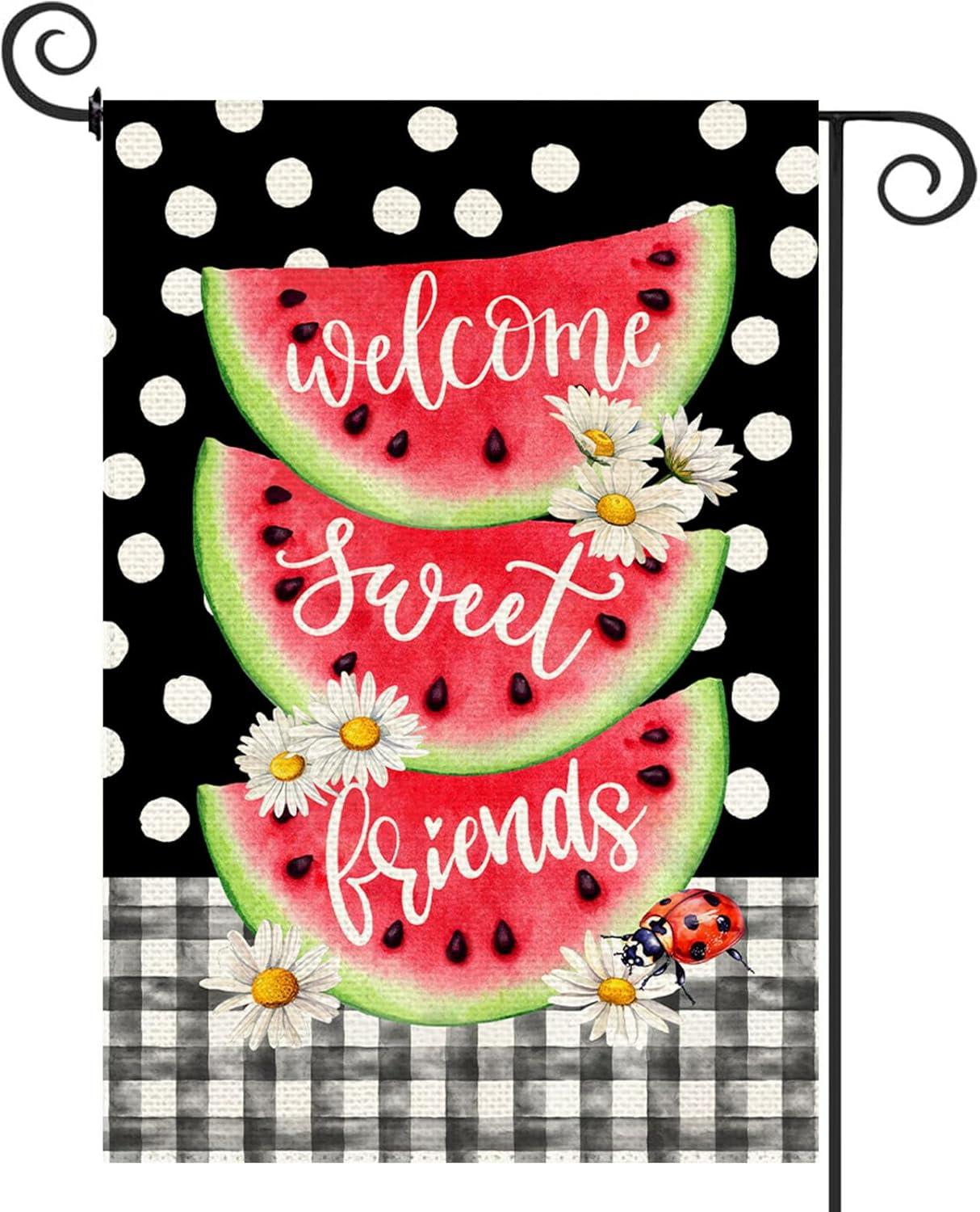 Summer Watermelon Flag Showdown: Buffalo Plaid tested for Farmhouse Charm... Perfect Lawn Welcome!