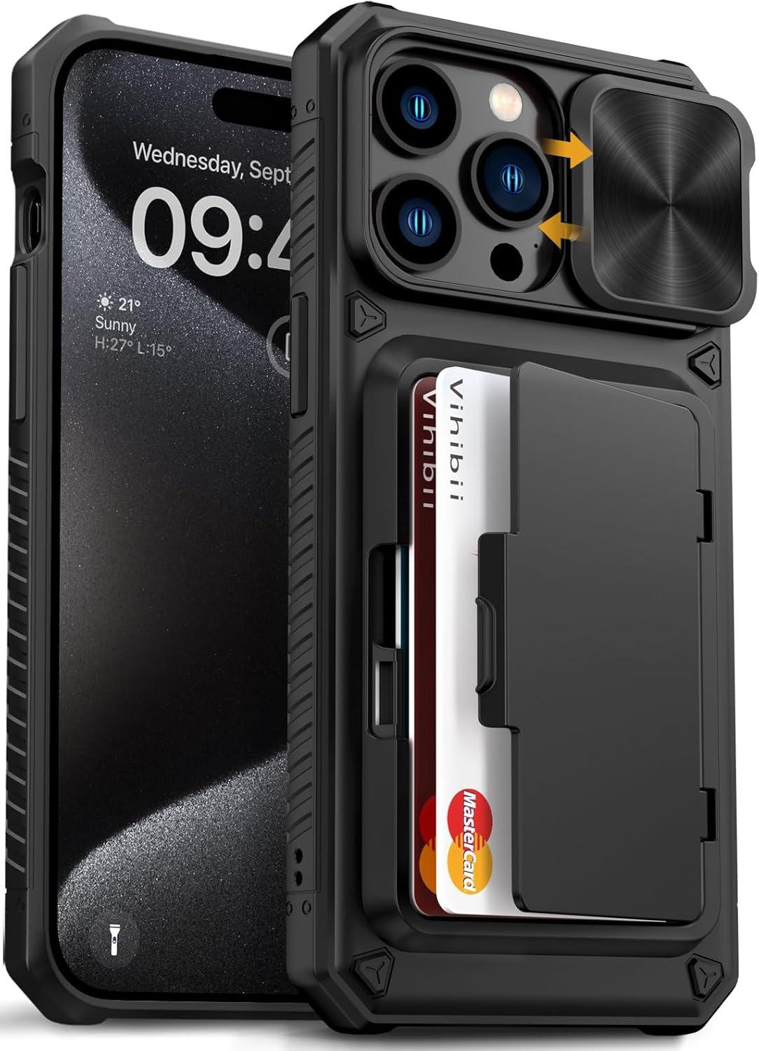 Military-Grade Drop Protection, Card Holder, Slide Camera Cover… Showdown: Vihibii iPhone 15 Pro Max Case Compared