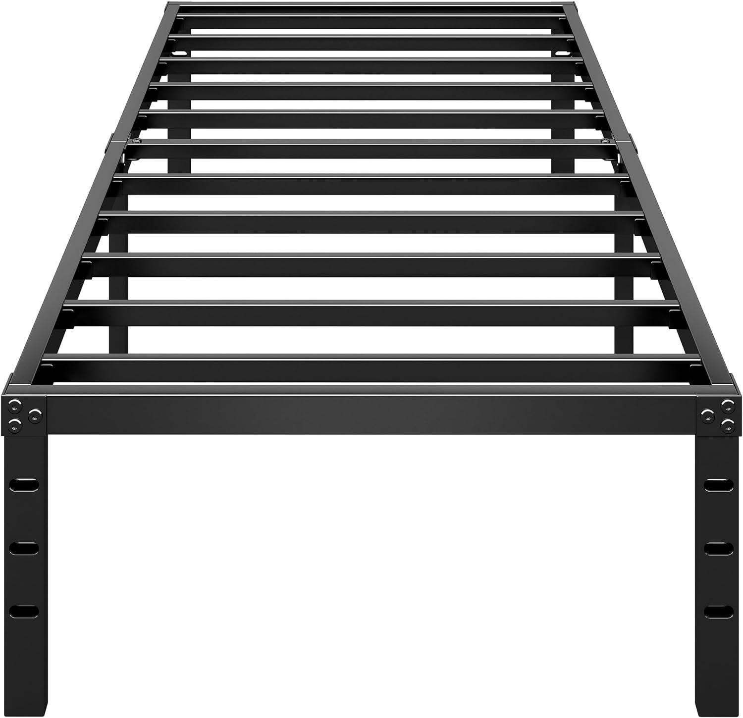 Black Twin Bed Frame: 14-Inch, Tested Support, No Box Spring... Surprising Strength Revealed