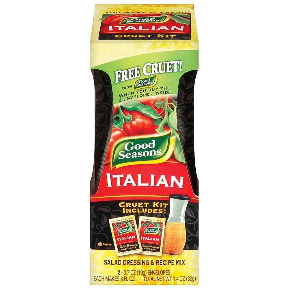 Good Seasons' Cruet Mix Versus Italian: Compared... Seasonal Salad Fixing, Fat-Free & Rich Flavor