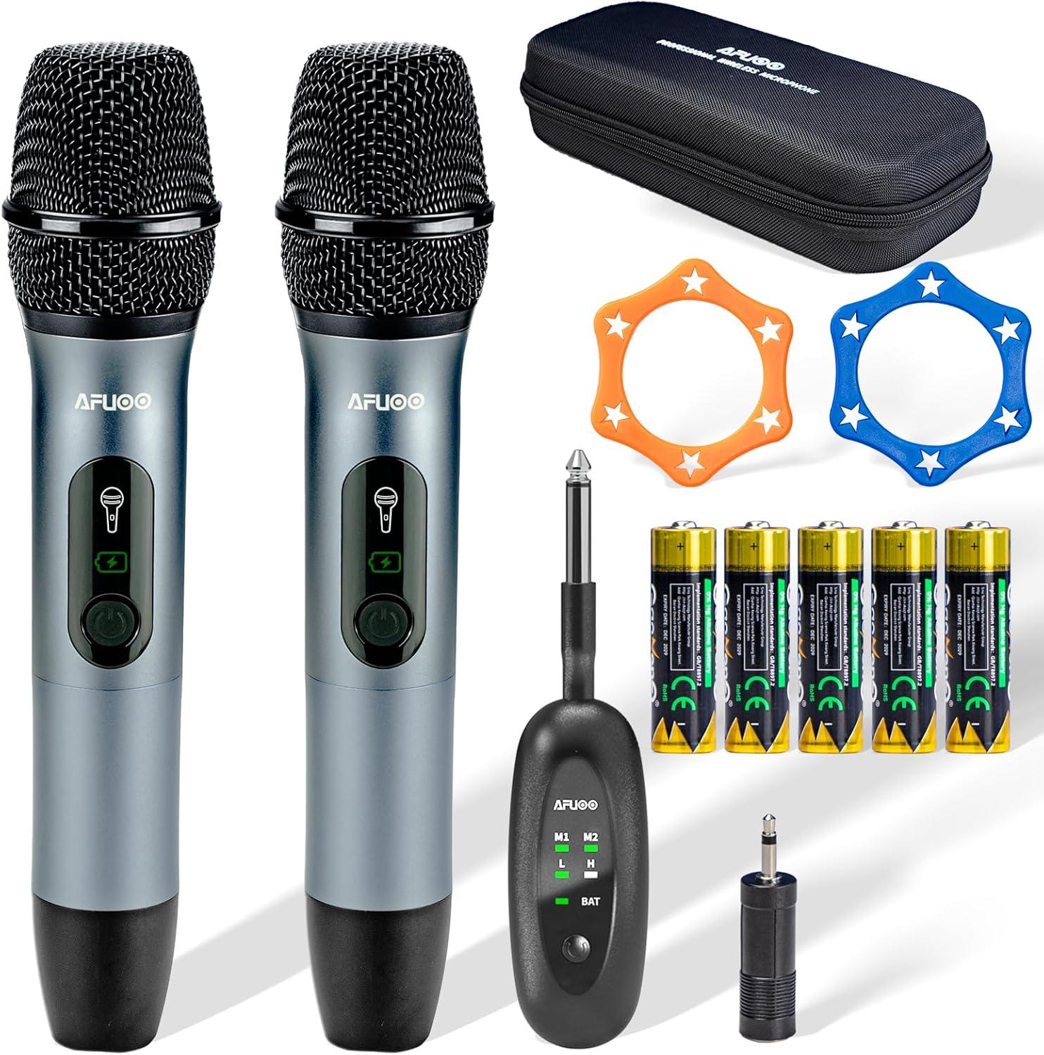 Wireless Dual-Mic Set tested: Singing vs Events, 200ft Range, Gray-Blue... Perfect for PA Systems!